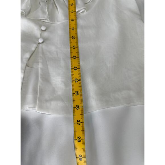 VINTAGE WOMEN’S VICTOR COSTA WHITE LACE COLLAR & SHEER RUFFLE DESIGN SIZE S - Picture 6 of 7